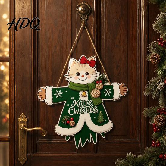 Xmas Window Decorations Wooden Christmas Hanging Pendant Cartoon Welcome Sign for Front Door Ornaments Wall Decor
