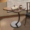 C-Shaped End Table with Wooden Butterfly Tabletop Modern Coffee Table with Metal Frame Home Office Living Room Bedroom Sofa Couch Small Side Table