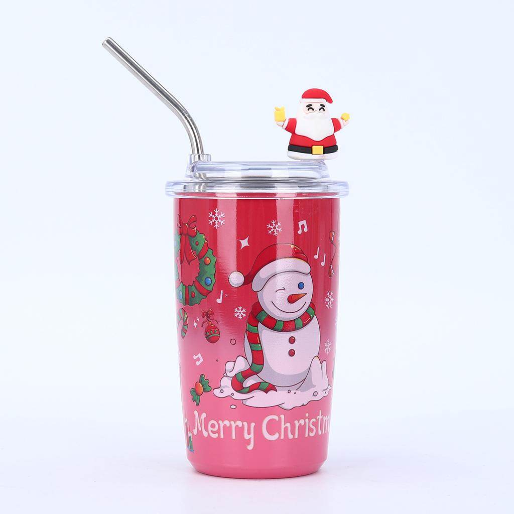 16Oz Christmas Theme Cup Set Break-Resistant Metal Travel Cups with Straws Perfect Gifts for Halloween Valentine's Day Christmas