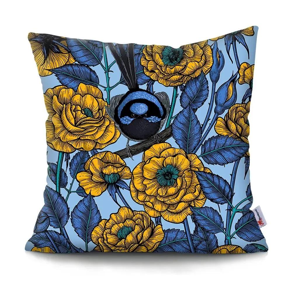 Tropical Parrot Bird Cushion Cover Peach Skin Botanical Leaf Pillowcase For Sofa Living Room Home Decor Couch Pillow Case 40X40