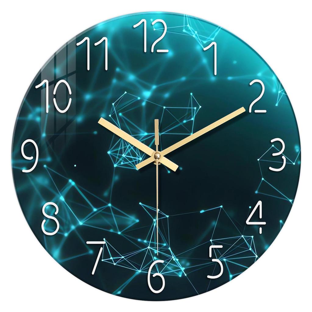 12-inch Geometric Starry Sky Glass Wall Clock - Silent Decorative Living Room Clock