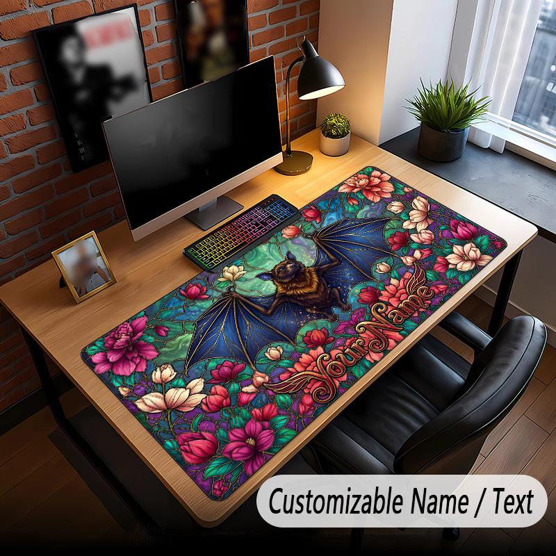 Rose Floral Theme Custom Mouse Pad Personalized With Name Text Customized Desk Mat For Office Home Decor