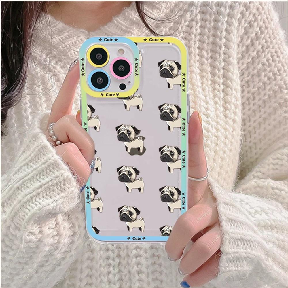 Pug Dog French Bulldog Phone Case For IPhone 14 13 12 11 Pro Max Mini X Xs XR 6 7 8 Plus SE 2020 Transparent Case