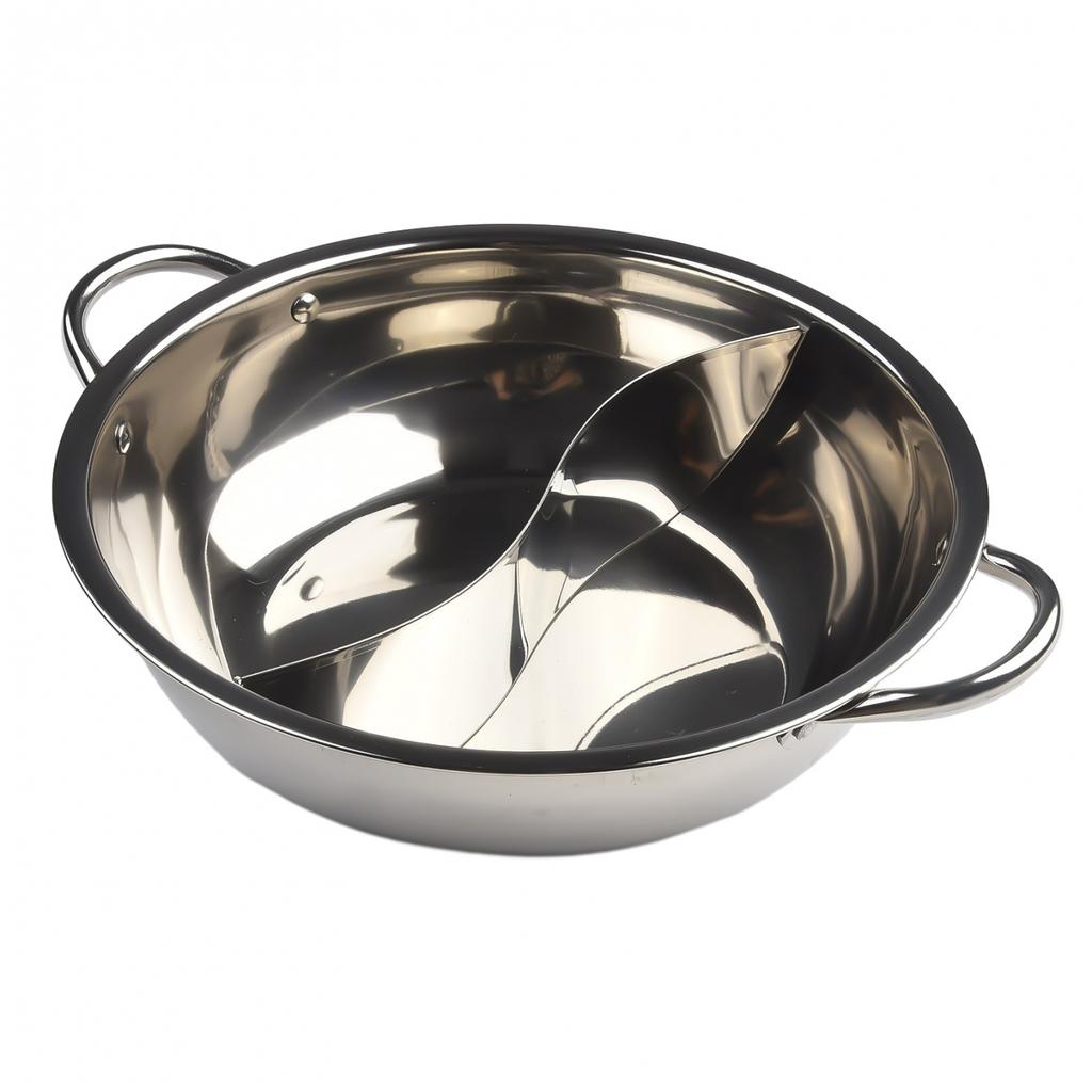 Hot Pot Twin Divided Stainless Steel 28cm Cookware Hot Pot Ruled Compatible