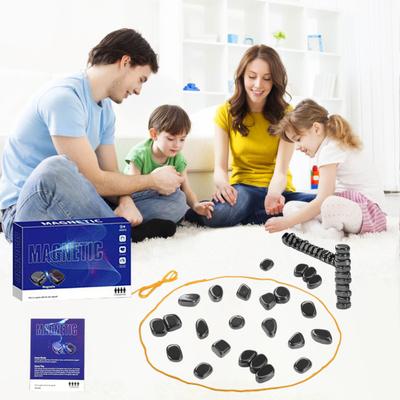 1 Set Magnetic Chess Game with String Stone Logic Thinking Educational Magnet Stone Toy Family Night Kids Adults Interactive Strategy Game
