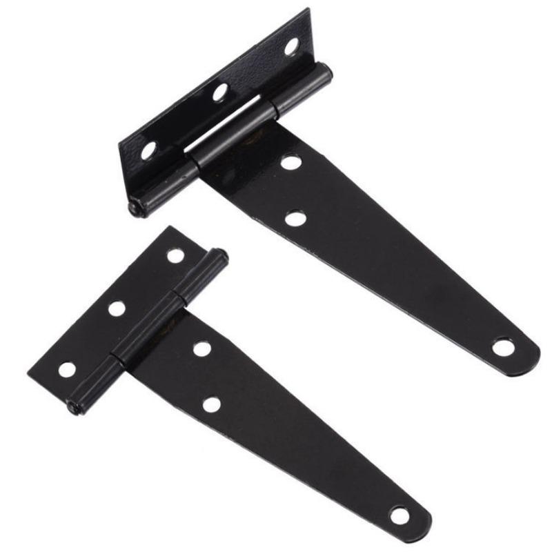 1/6set Steel T Shape Hinge Iron Triangle Hinge Rustproof Heavy Duty Furniture Hardware Black Home Door Gate Cabinet Hinges