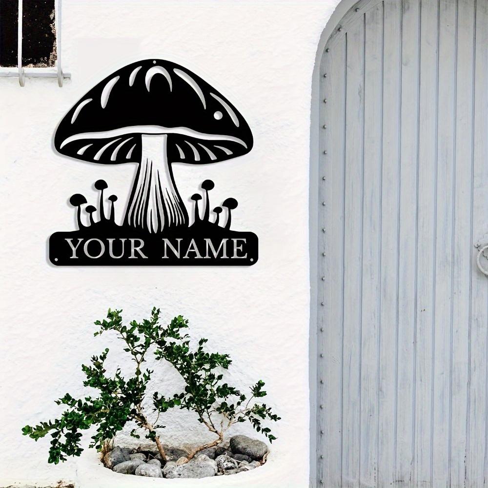 Metal Wall Art Mushroom Decor Personalized Monogram Porch Outdoor Hanging