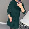 Women Fall Spring Dress See-through Mesh Long Sleeve Loose O Neck Solid