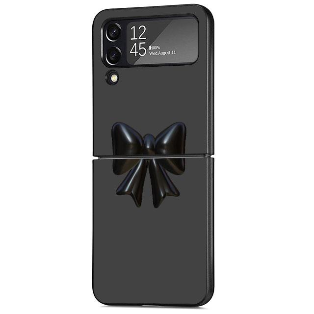 Heart Luxury Case For Samsung Galaxy Z Flip 3 4 5G Funda ZFlip 3 Black PC Hard Back Phone Capas