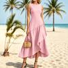 Women's Casual Vintage Round Neck Sleeveless Ruffle Dress