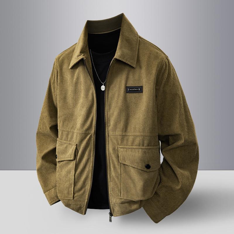 Autumn and winter new corduroy men's jacket new lapel casual men's jacket loose trend top jacket