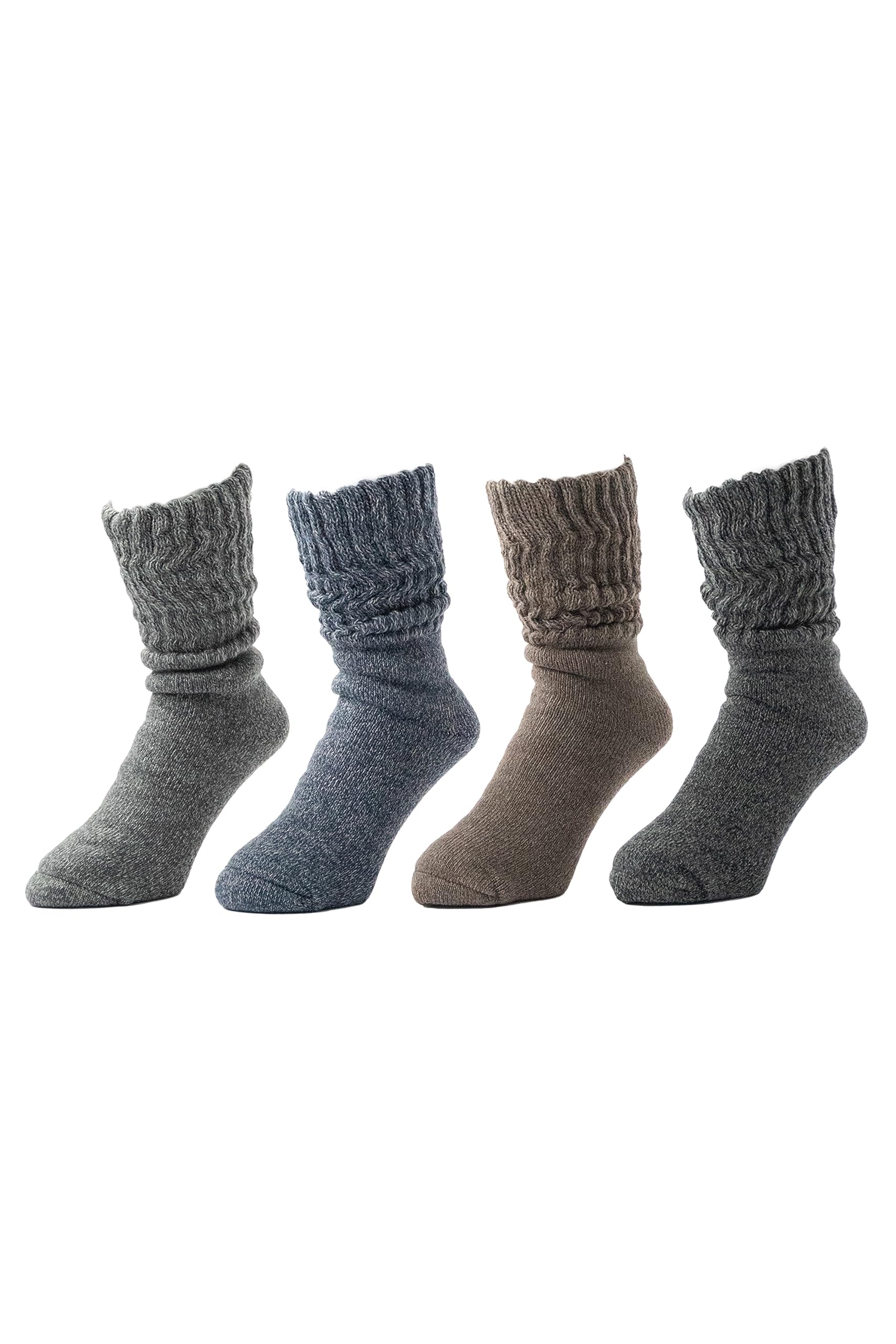 

RENFRO Hokalon Warm Crew Socks with Full Loose Elastic Sizes Set of Dark Dark and Brown Men s Fleece-Lined Pile, Cuffs, 25-28cm, 4, Charcoal, Gray,