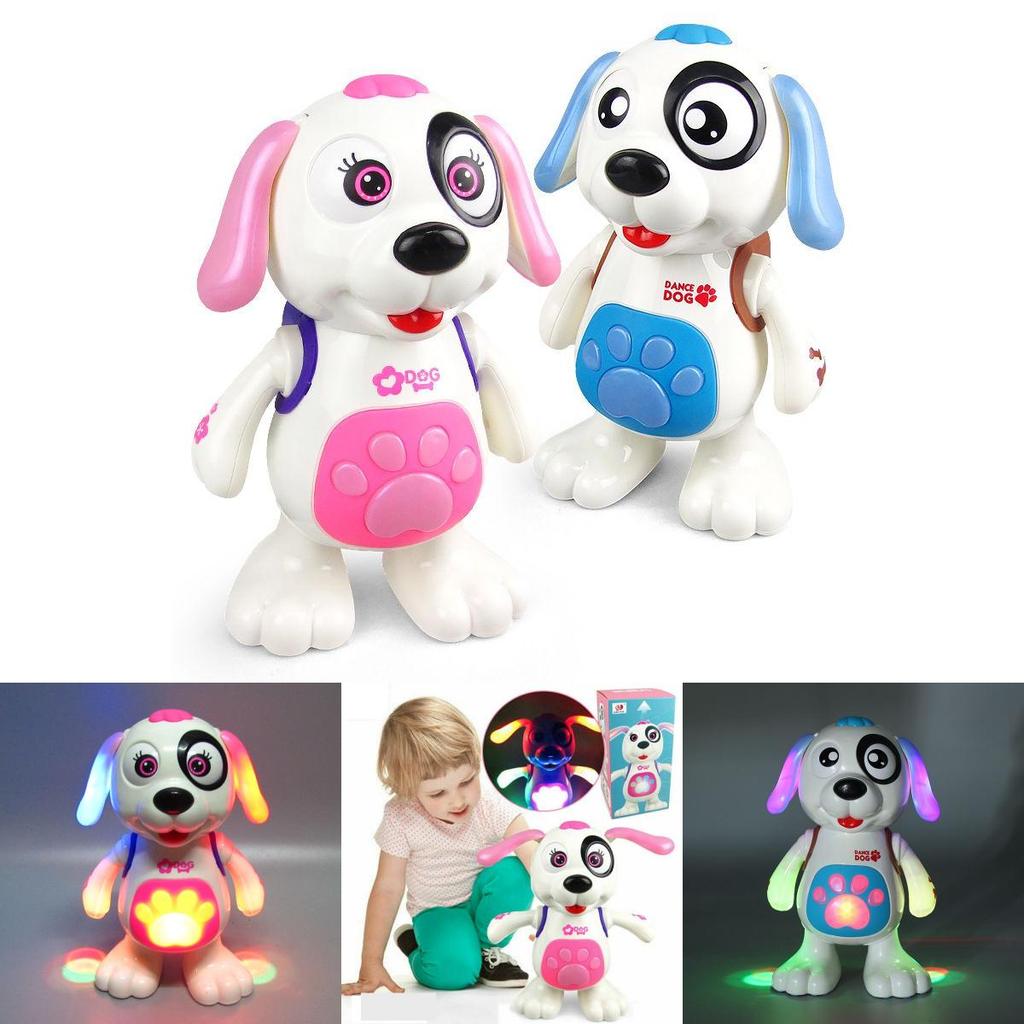 Чарівний рожевий світло-музичний танцюючий собачка-іграшка для дівчаток від одного до дев'яти років