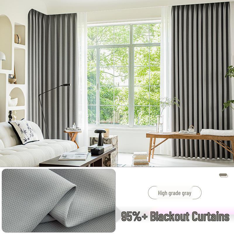 2025 Dual-Sided Blackout Curtains - Rice Grain & Pea Cotton for Living Room, Bedroom, Balcony