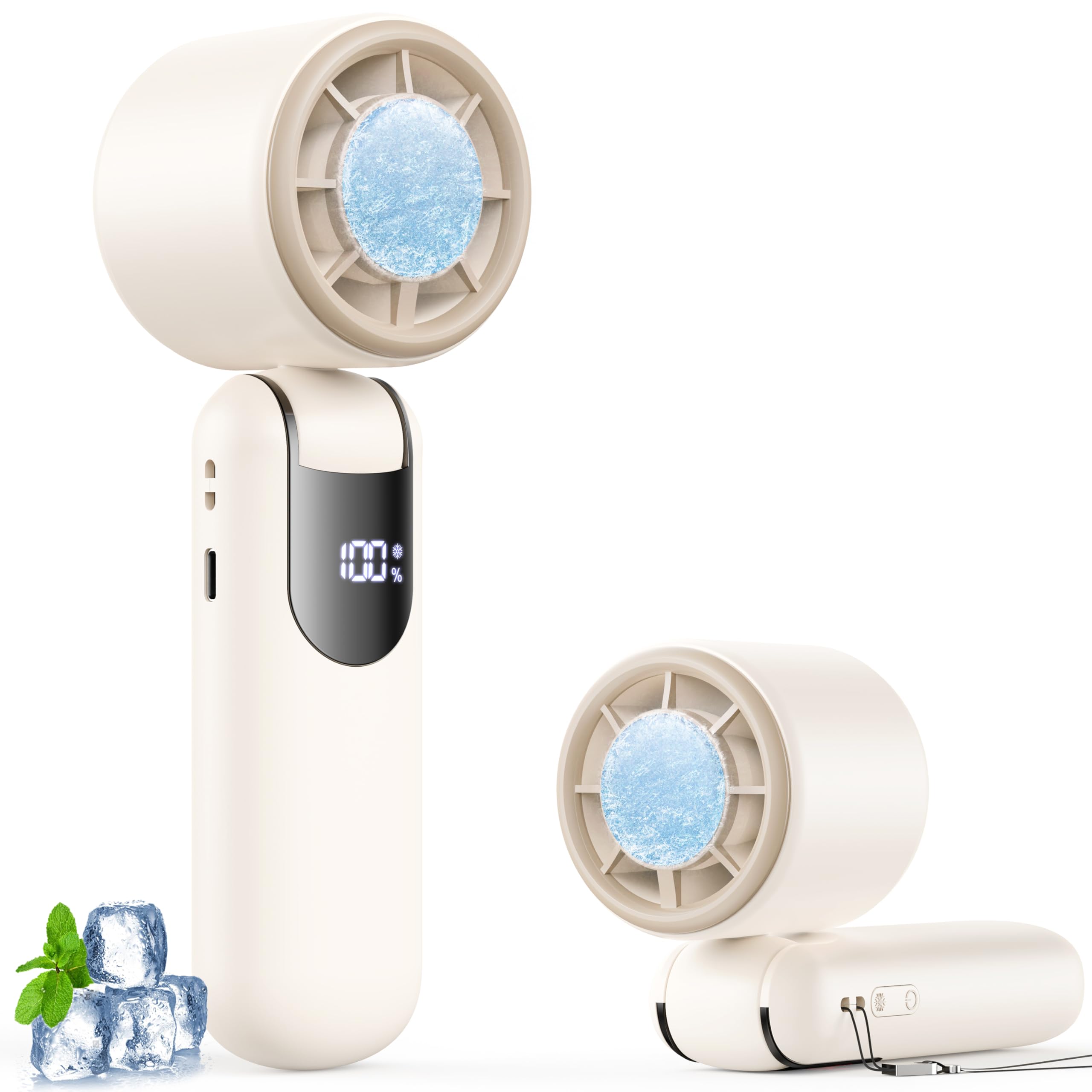 

Innovative Instant Cooling to Portable Handheld Fan with Cooling Neck 5000mAh Large USB Tabletop 5 Adjustable Temperature Compact Mini Strap LED