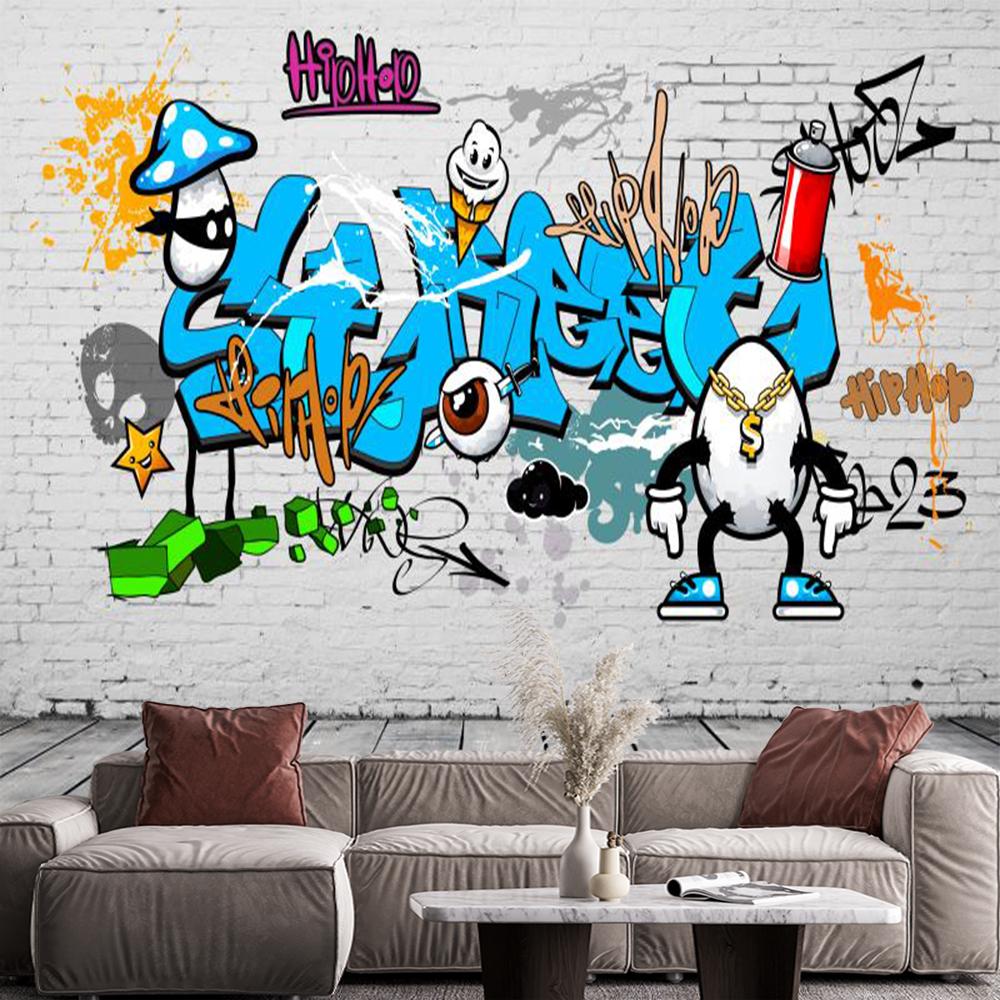 3d Graffiti Wallpaper Street Graffiti White Brick Wall Murals Living Room Bedroom Bar Restaurant Graffiti Wall Mural