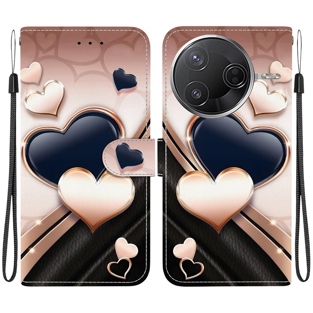 Handmade PU Leather Flip Case for Xiaomi Redmi K80 / K80 Pro Anti-Slip Shockproof Cover with Wrist Strap & Heart/Rose Cat Designs
