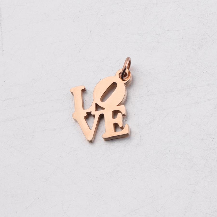 16x19mm Love Hollow English Pendant with 0.8x5mm Hanging Ring - Stainless Steel Jewelry Accessory