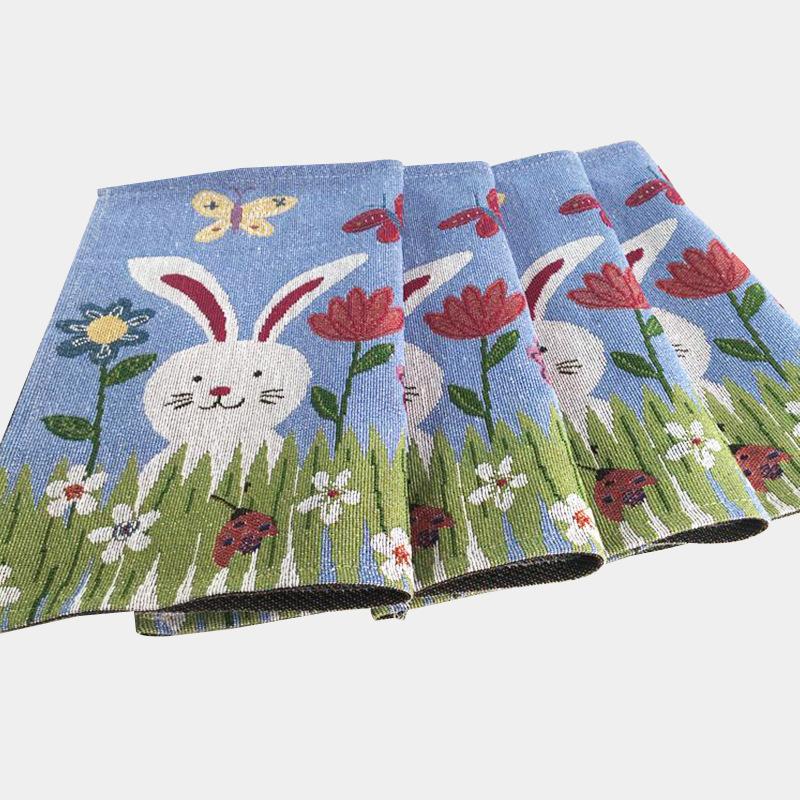 Cotton and Linen Fabric Table Mat, Home Tableware, Kitchen Table Mat, Home Easter Tablecloth, Jacquard Fabric Table Mat