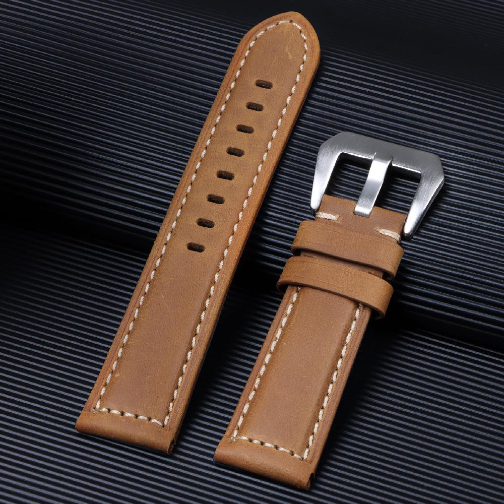 

Высококачественный ремешок из коровьей кожи Crazy Horse, ремешок для часов из натуральной кожи для Panerai, мужской спортивный браслет, ремешок для часов 20 мм 22 мм 24 мм 26 мм 26mm