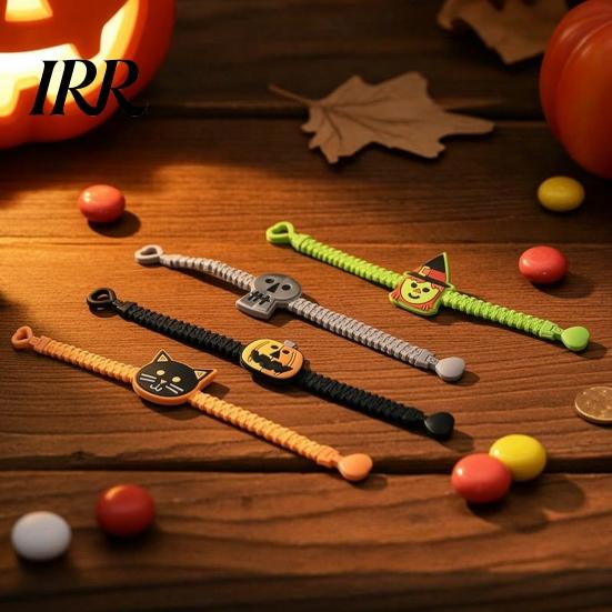 Holiday Decoration for Kids 8 Pcs Halloween Bracelets, Adjustable Soft PVC Wrist Straps Adults, Wristbands Children Cartoon Pumpkin Witch Trick