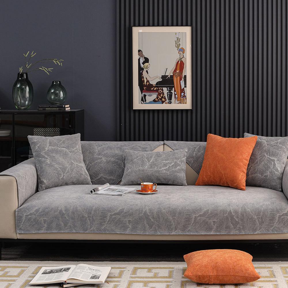 Cojín de Sofá Universal de Cuatro Estaciones Jacquard de Chenilla Moderno Hogar Simple Antideslizante Toalla Cojín de Sofá