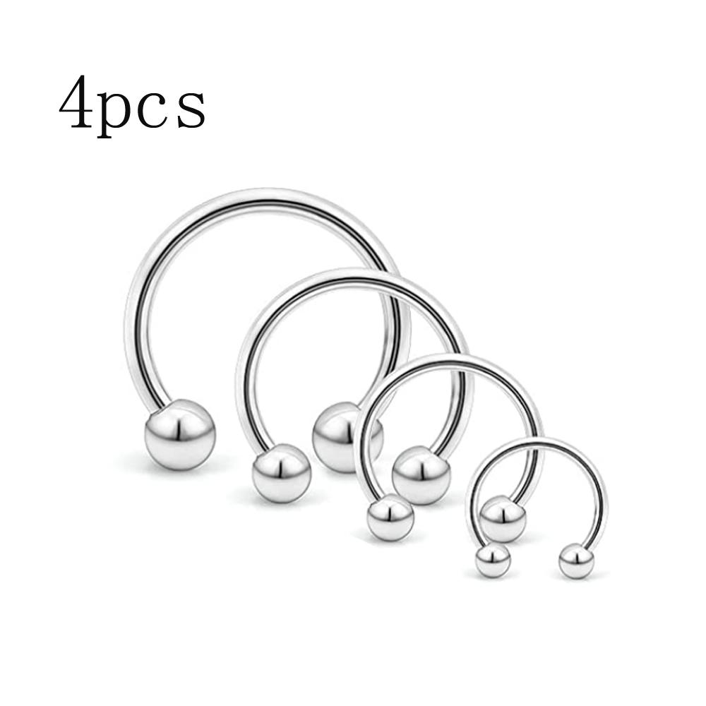 4Pcs/32pcs 16G Septum Nose Rings Stainless Steel Hoop Horseshoe Piercing Jewelry Tragus Cartilage Earrings for Women Men 6-12mm