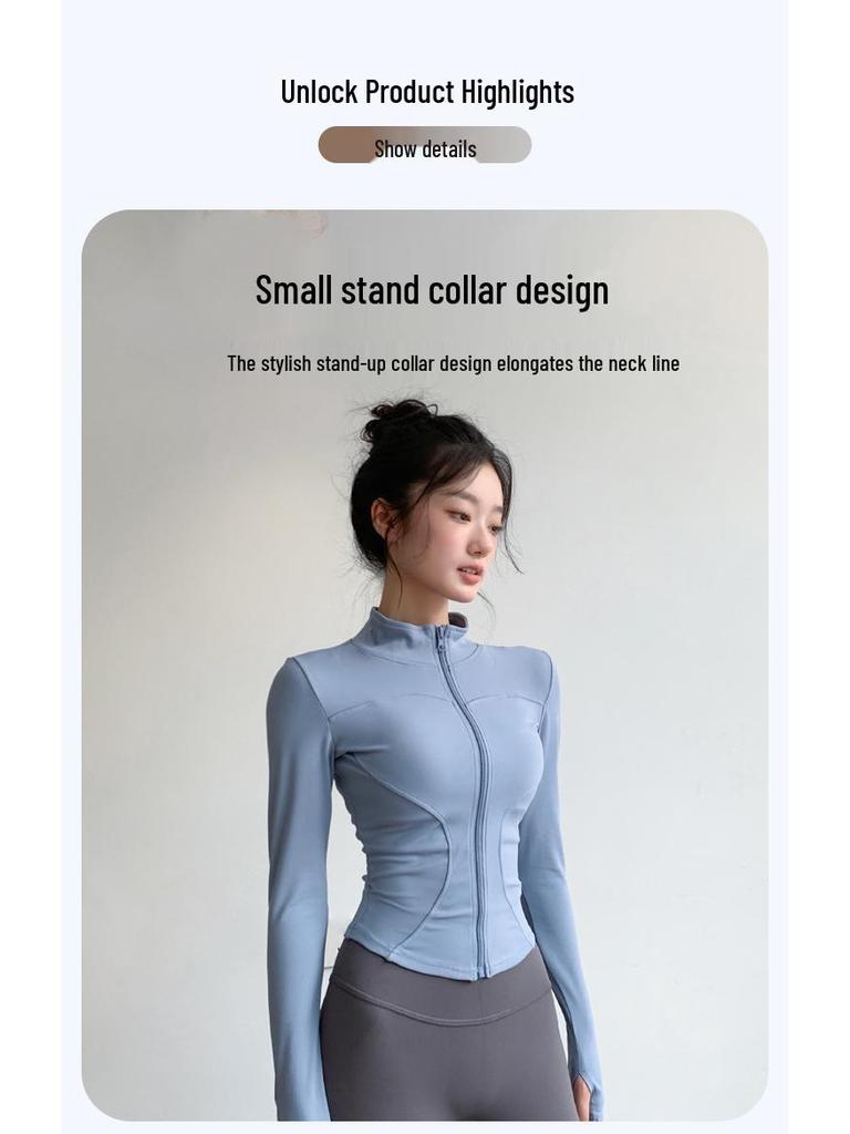 Women's Slim-Fit Fleece-Lined Running Jacket - Autumn/Winter 2025 Yoga & Fitness Long Sleeve.