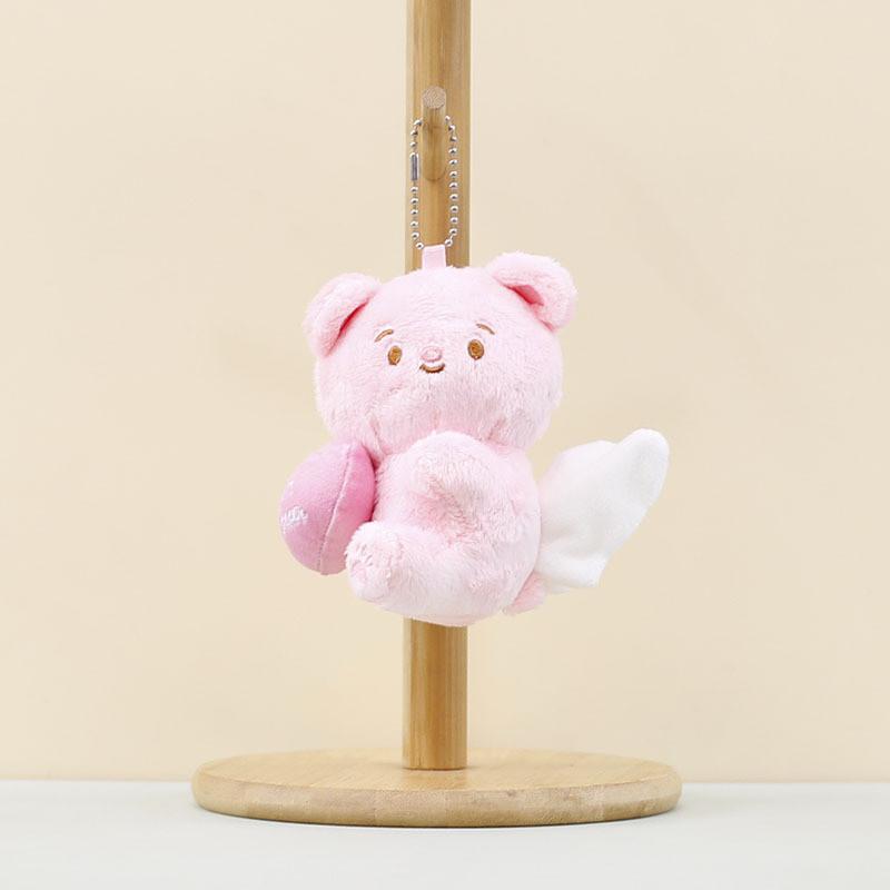 Adorable Heart Wing Butter Yellow Bear Plush Toy Keychain For Cute Bag Decor