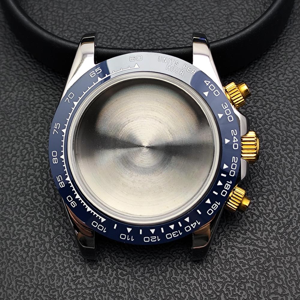 

39.3mm Men s Watches Steel Case Fit VK63 Movement Case Watch Accessories Watch Parts Fits 20mm Strap Watch Box 39.3mm