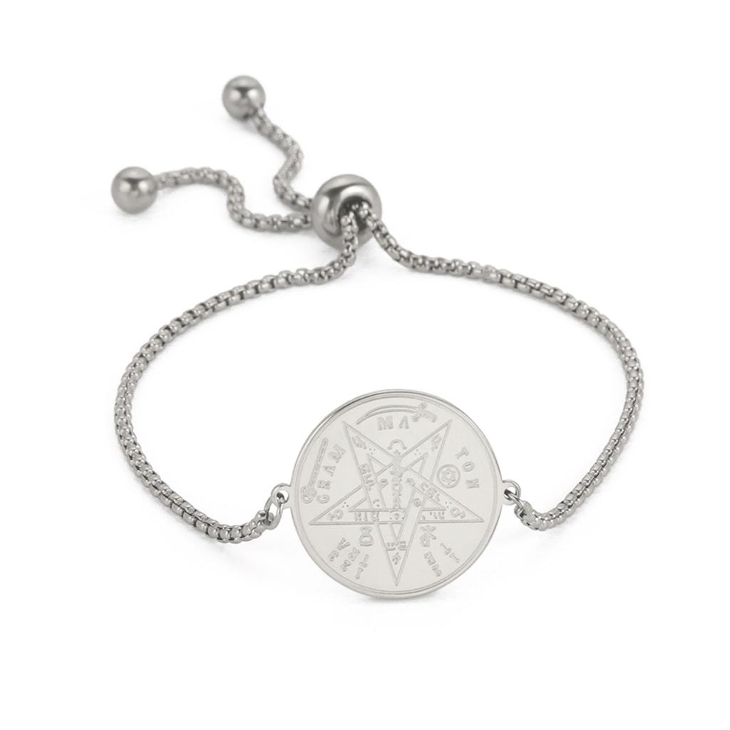 Wicca Tetragrammaton Pentacle Bracelet Stainless Steel Magical Solomon Seal Pentagram Protection Sacred Amulet Jewelry