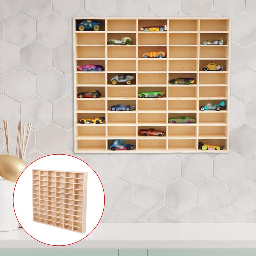 Wooden Multi-grid Box Car Storage Display Box Hand-held Storage Box Multi-layer Display Cabinet Wall Toy Display Rack