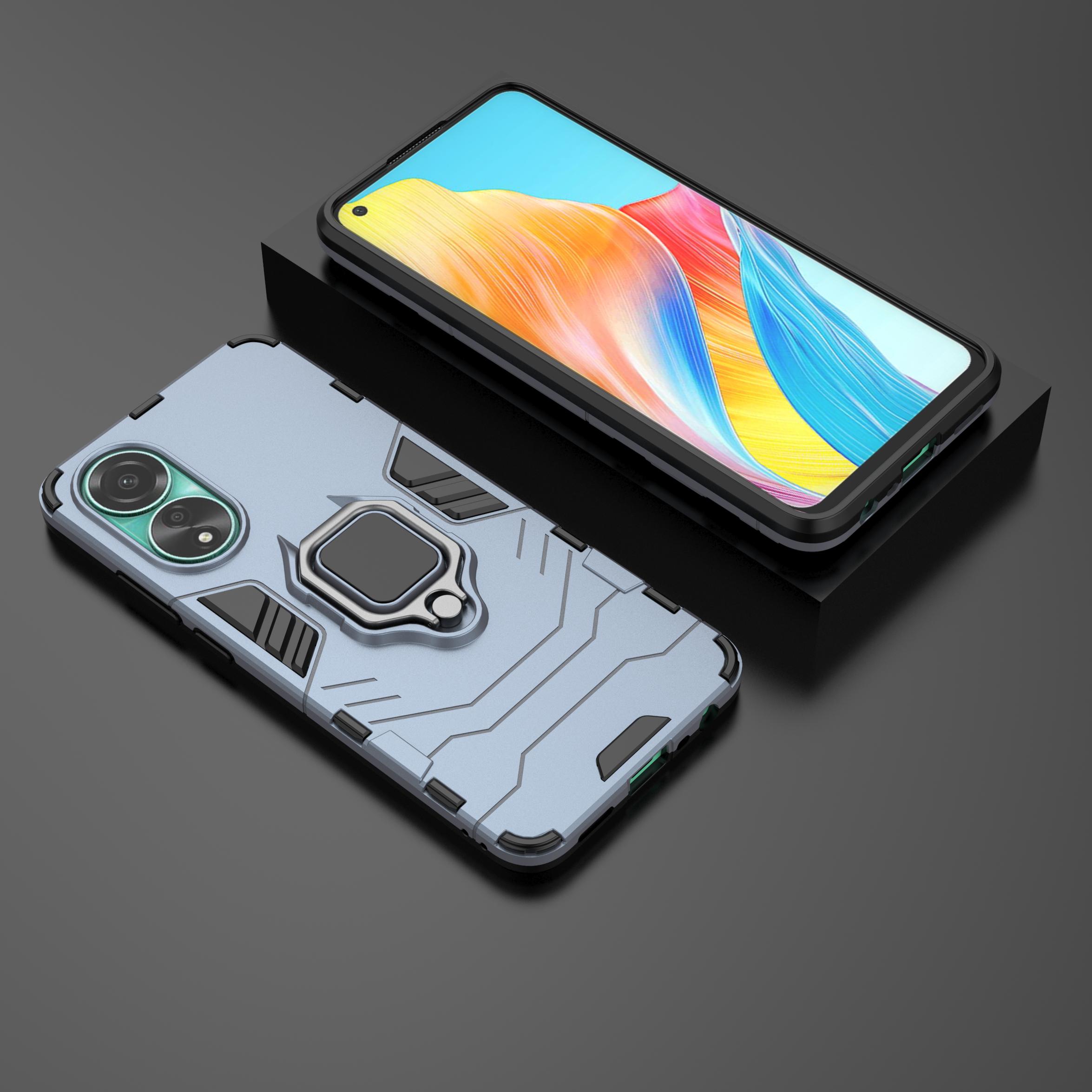 

Для OPPO A38 A 38 чехол противоударный жесткий чехол-подставка для телефона с кольцом задняя крышка For OPPO A38 темно-синий