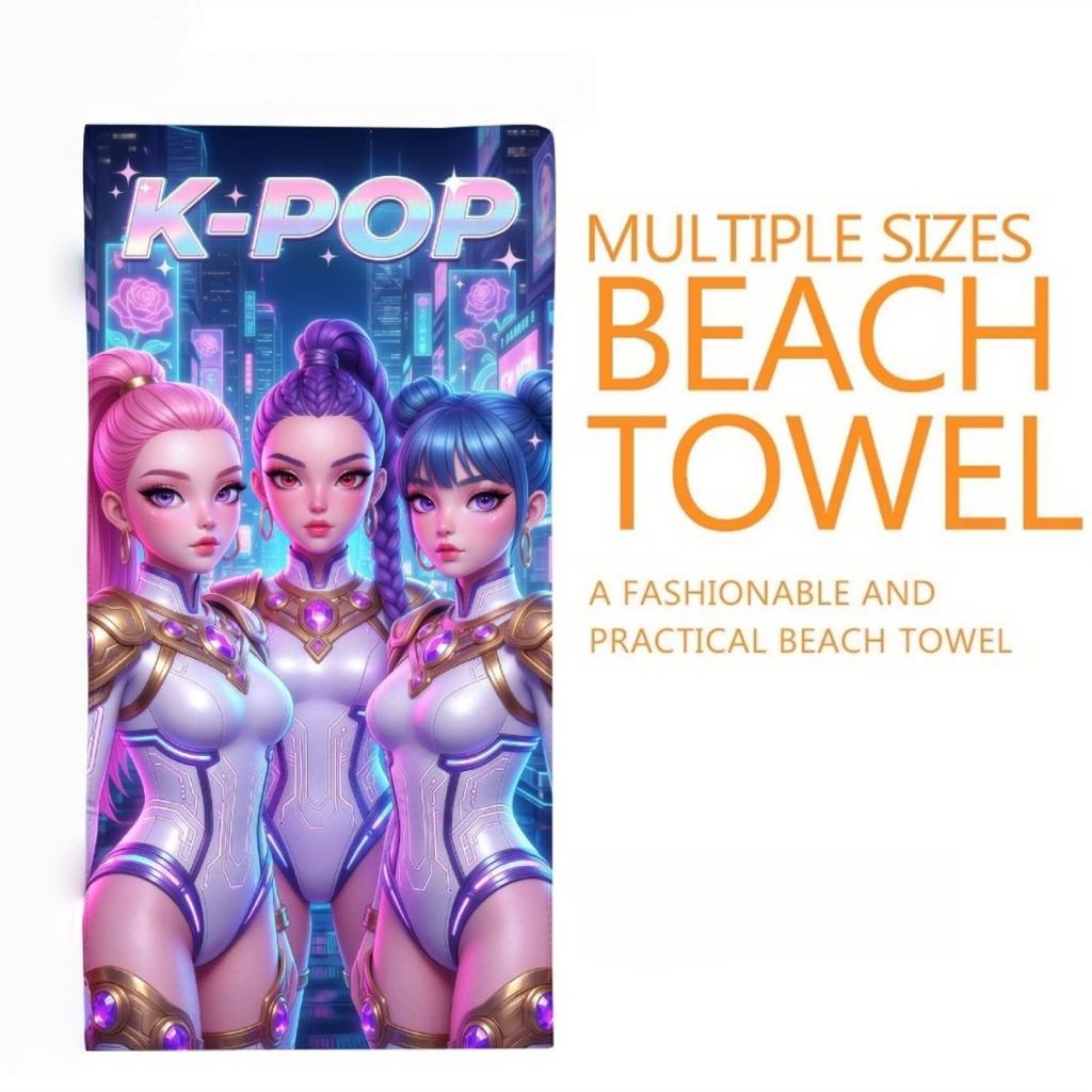 Asciugamano da Spiaggia Asciugatura Rapida Modello Stile Gruppo Femminile K-Pop Design Stampato Piatto Morbido Delicato sulla Pelle Unisex Adulto Multitaglia