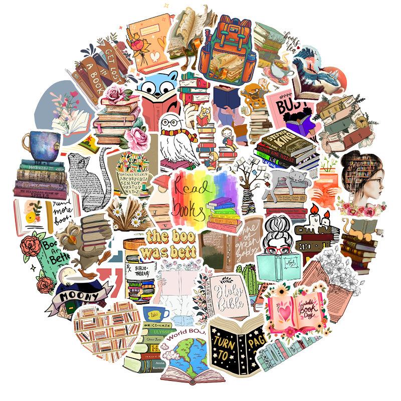 

50 наклеек для книг, наклейки-граффити для чтения книг, наклейки для компьютера, мобильного телефона, планшета, закладки, наклейки для ручного аккаунта