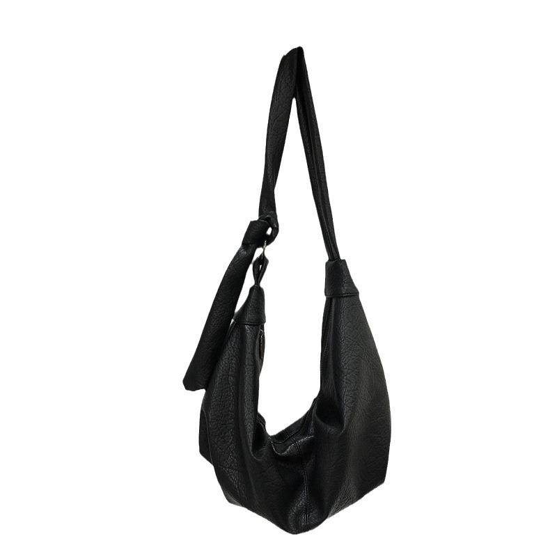 PU Dumpling Bag Women's Korean Version Retro Casual One-shoulder Soft Leather Small Shoulder Bag Fashionable and Versatile Summer Pleated Bag
