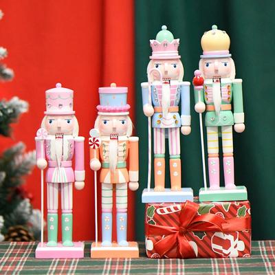 Exquisite Macaron Color Nutcracker Puppet 10 Inch Wood Nutcrackers Soldier Ornament Durable Nutcracker Statues Doll Photo Props
