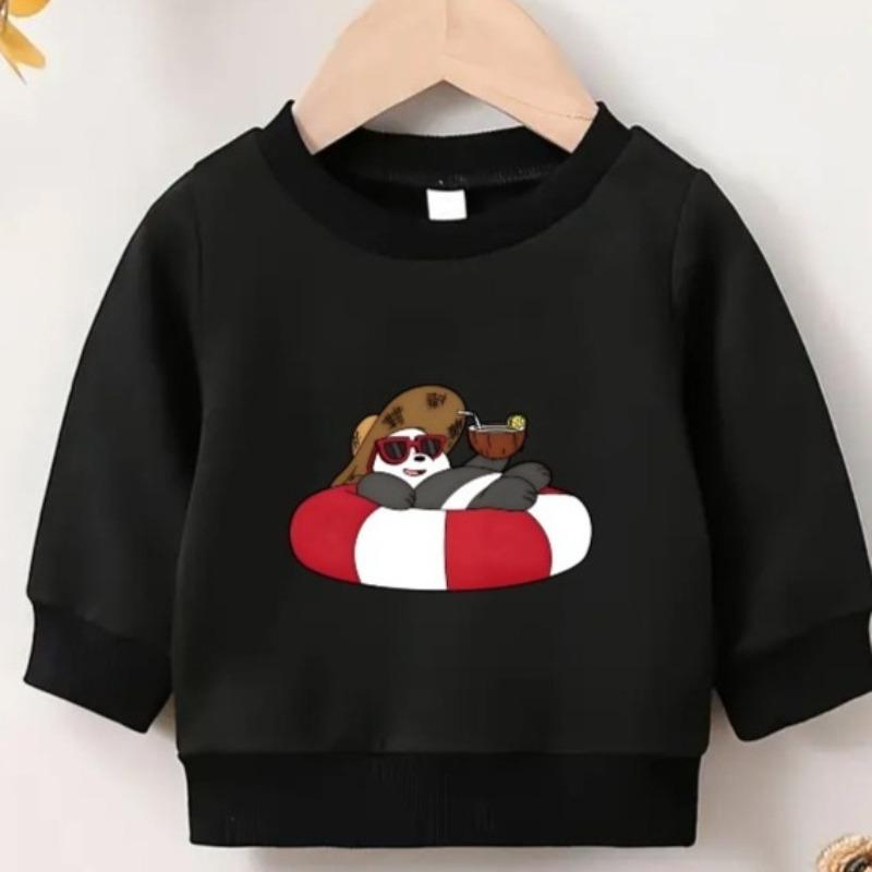 Kids Crewneck Long Sleeve Sweatshirt,Cute Panda Print 110