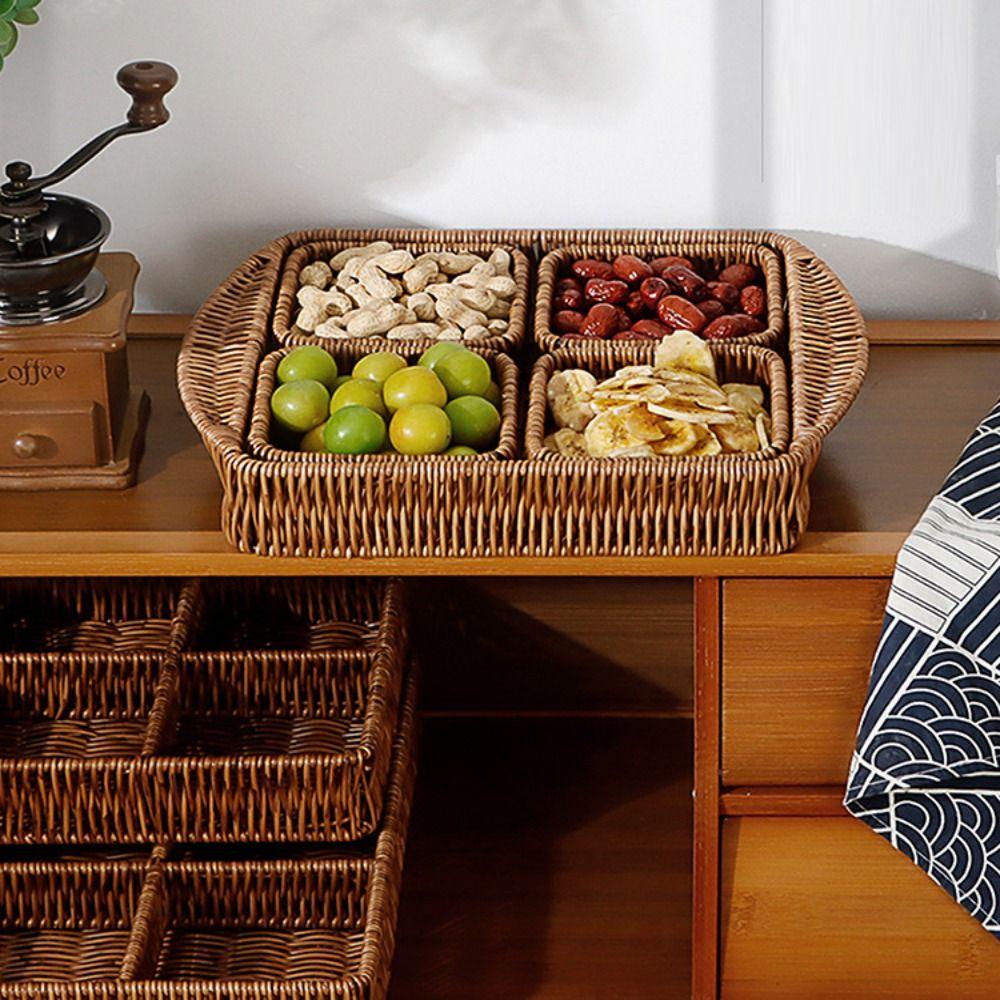 

Breathable Fruit Tray Sundries Organizer Double Handle Storage Bin New Outdoor Picnic Basket 7
