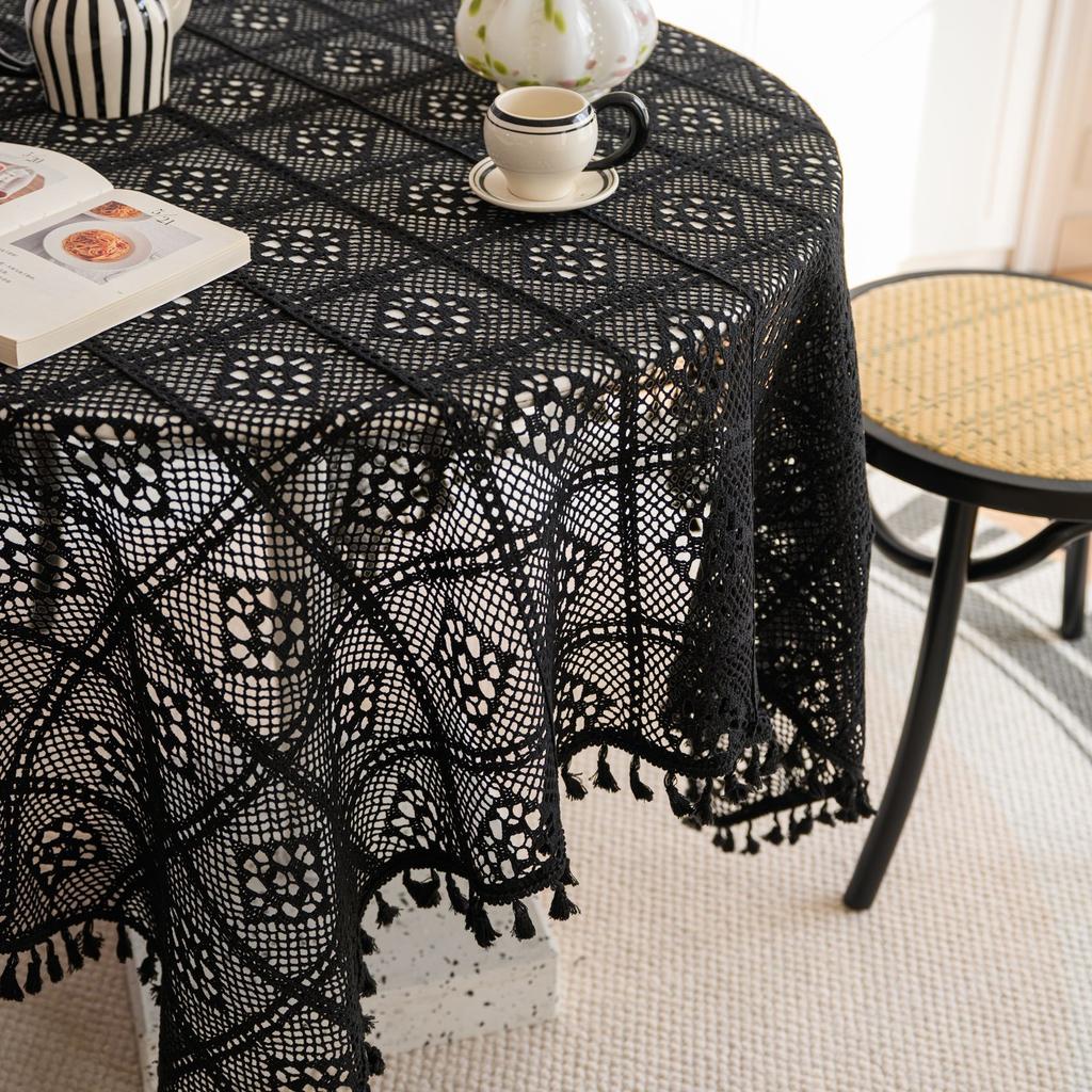 Lace Table Cloth Fabric French Hollow White Coffee Table Cloth Tablecloth Rectangular Round Table Photo Picnic Cloth Cover Cloth