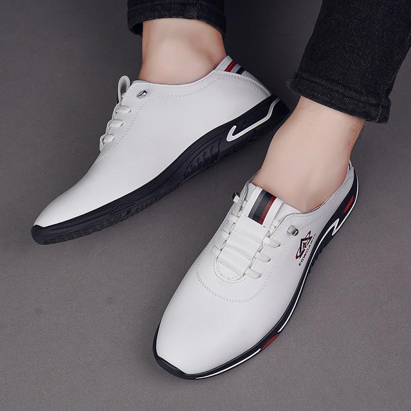 

Men s leather shoes 2025 summer new leather breathable sports casual shoes non-slip soft surface lace-up free fashion leather shoes 38