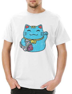 Maneki Neko III Herren T-Shirt Winkekatze Maneki-neko Manekineko Winkende Katze