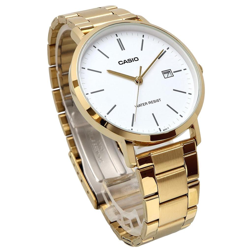 CASIO Quartz Unisex 37mm Watch Gold and White Stainless Steel Band Overseas Model MTP-VT05G-7E