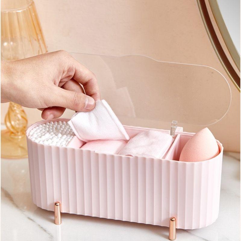 New Cotton Swab Makeup Box Desktop Make Up Container with Transparent Lid Organizer Storage Box for Cotton Swab/Cotton Pads