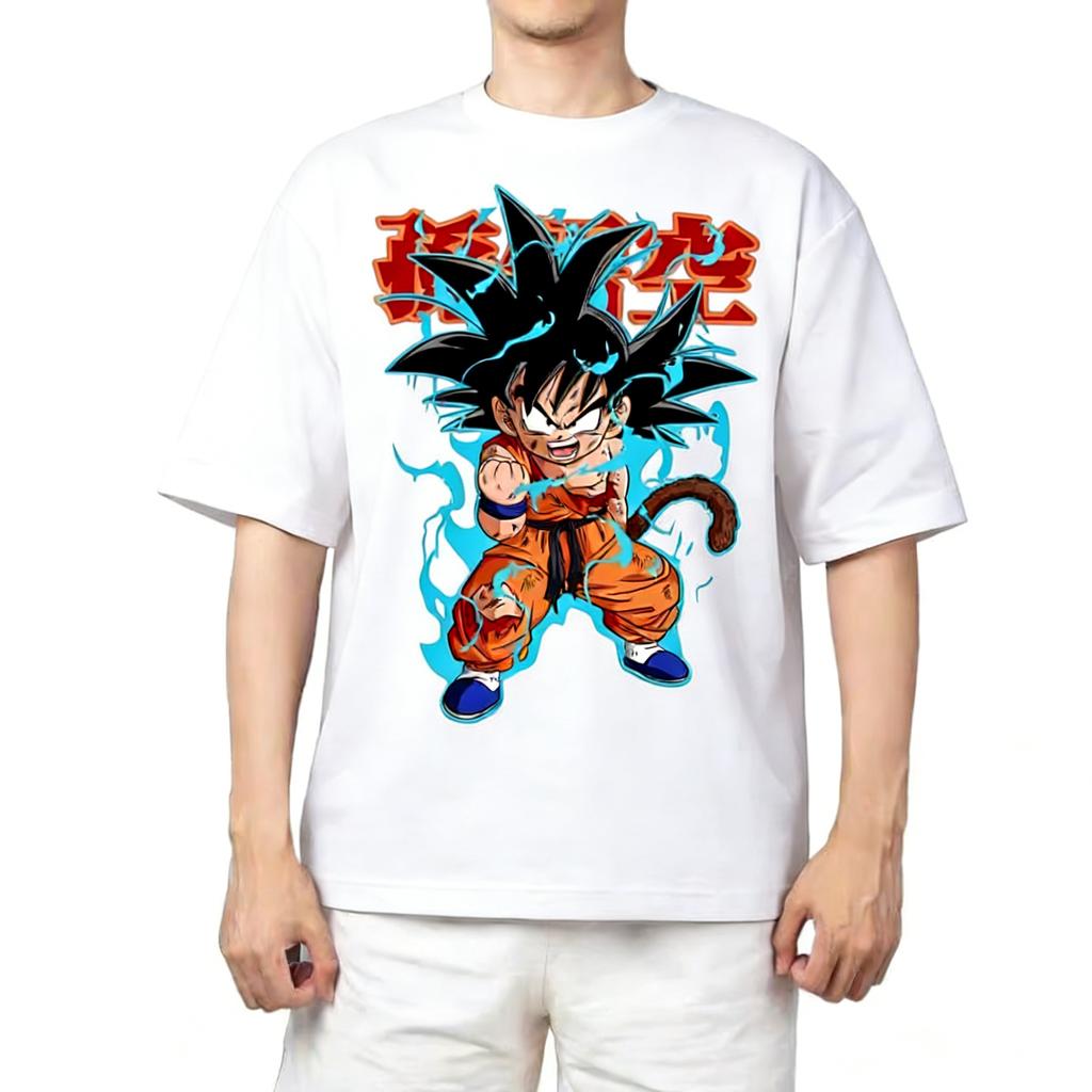 Summer White Plus Size Tshirt Dragon Ball Anime Printed Men and Women Casual Parent Child Tops Harajuku Y2K Streetwear Fashion