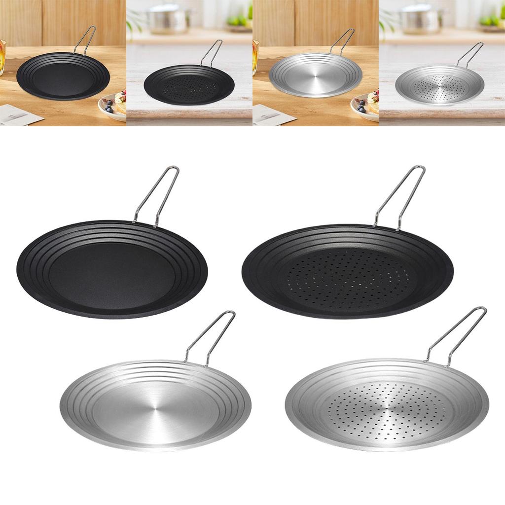 Round Grill Pan Grilling Skillet Multipurpose Long Handle Portable for Cooking Household Outdoor Camping Roasting Seafood