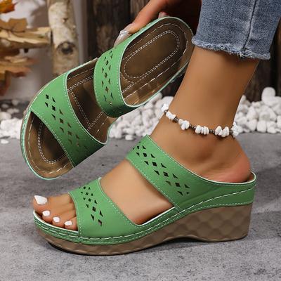 Fashion Women Slippers New Casual Wedge Sandals Comfortable Thick-soled Open-toe Slippers Lightweight Women Shoes Retro Slides Women