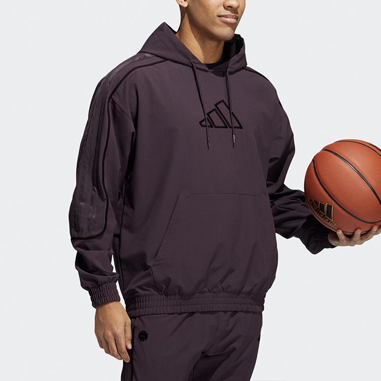 adidas Bluza z kapturem dzianinowa z logo Jamesa Hardena Męska Bluza z kapturem Fioletowa FR5737