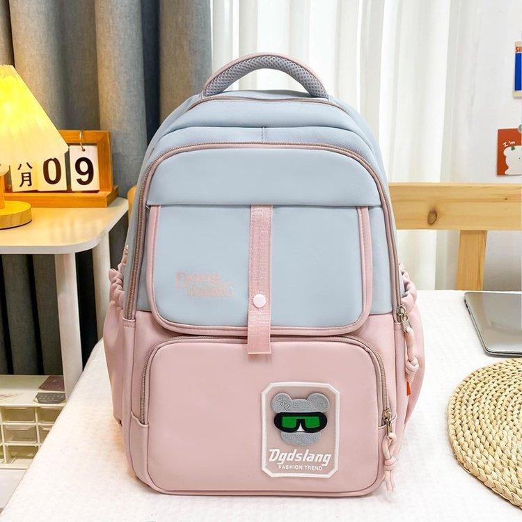 Schoolbag new Korean version ins lightweight load reduction wear-resistant versatile large-capacity schoolbag junior high school high school student