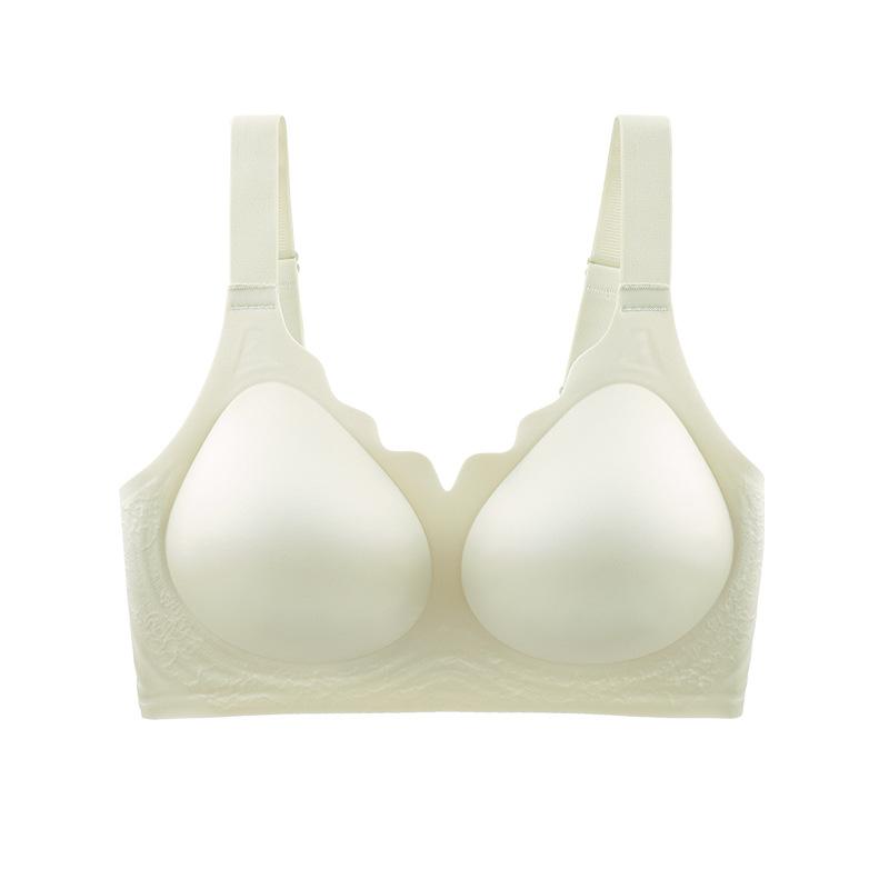 Big red silk jelly interlayer lifting soft support large size bra gathered anti-sagging comfortable pair of thin underwear